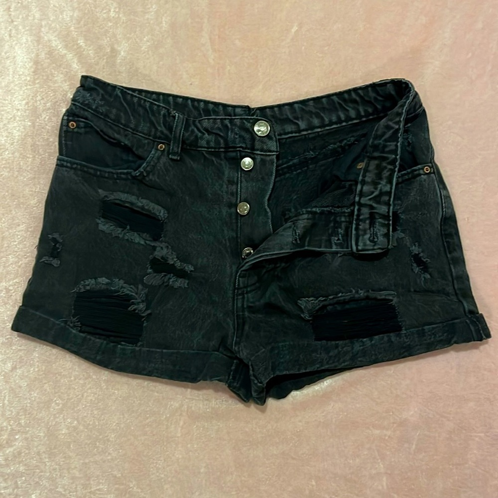 Distressed Button-Up Shorts